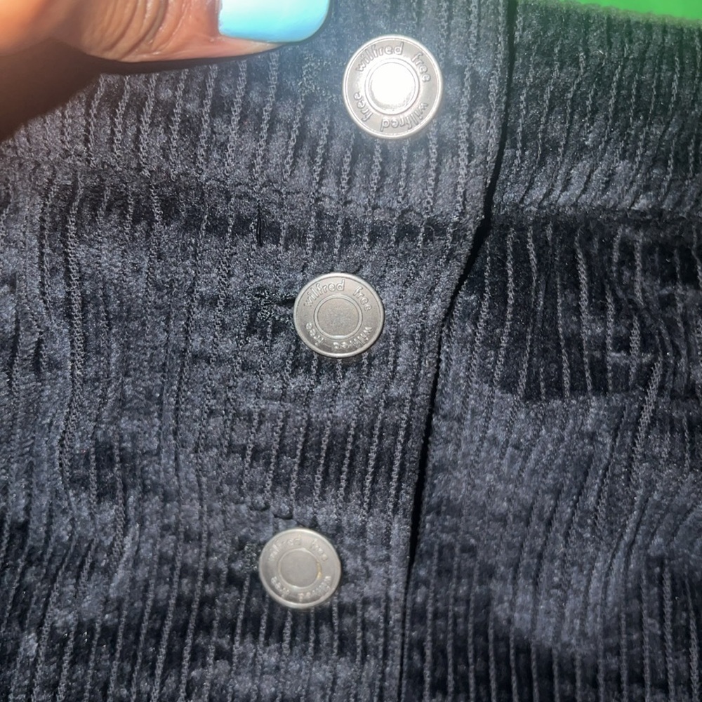 Wilfred Free Corduroy Black A-Line Button Down Mini Skirt size 8 - Picture 3 of 7